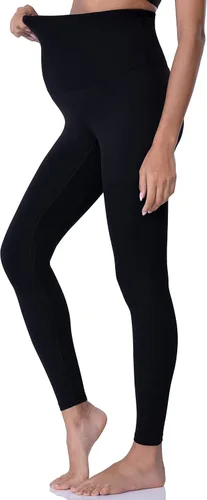 Vista 3 de POSHDIVAH - Leggings de maternidad para mujer para usar sobre el vientre, pantalones de yoga para embarazo, leggings para entrenamiento activo