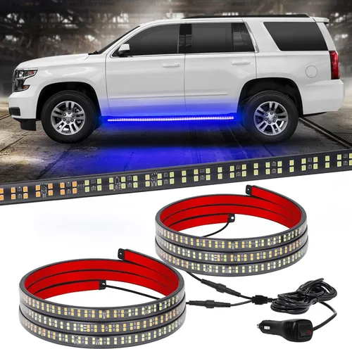 Vista 13 de XRIDONSEN - 2 luces estroboscópicas de 60 pulgadas para estribo, color ámbar, luces de emergencia 720 LED Exterior Flashing Warning Hazard Caution