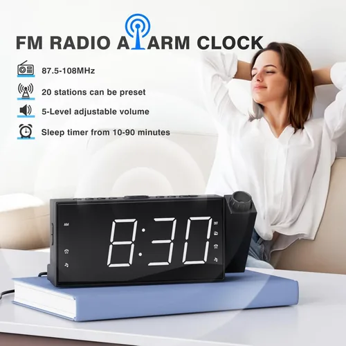 Vista 10 de Radio reloj despertador con visualización LED de 1.8 pulgadas, de carga USB, alarma dual, respaldo de batería (Versión actualizada) Mesqool AM/FM