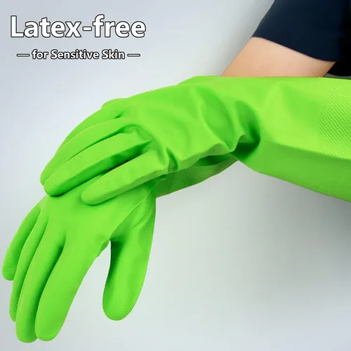 Vista 3 de Cleanbear Reusable Dish Washing Rubber Glove Set of 3, Household Cleaning Gloves for Washing