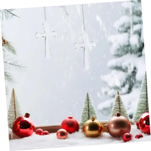 Vista 6 de Operitacx Adorno de cruz pequeña, decoración única para colgar en el árbol de Navidad, diseño elegante y delicado para el hogar y decoración