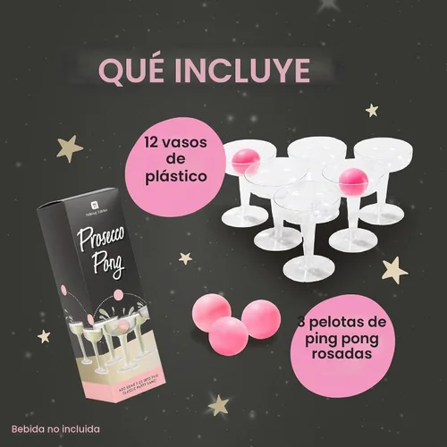 Vista 3 de Talking Tables Prosecco Pong - Juego de beber Incluye 12 vasos y 3 bolas Juegos de fiesta para despedida de soltera, noche de niñas, cumpleaños