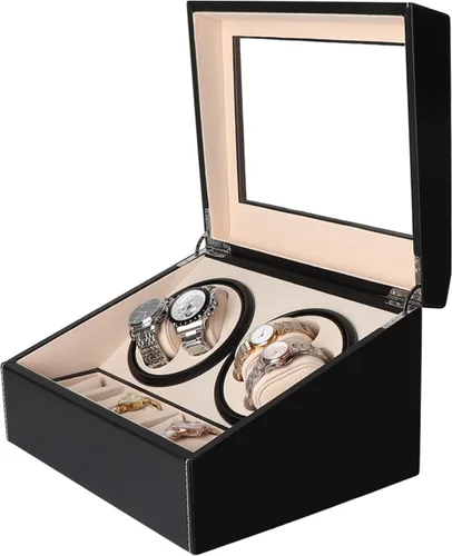 Vista 9 de Caja de exhibición automática de bobinador de reloj, 4 + 6 cajas de reloj giratorias automáticas con 4 motores silenciosos y 6 almohadas de reloj