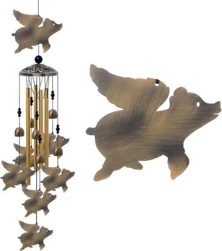 Vista 10 de Campanillas de viento de abejas para exteriores, regalos para mamá - Campanas conmemorativas de bronce, atrapavientos de simpatía móvil, decoración