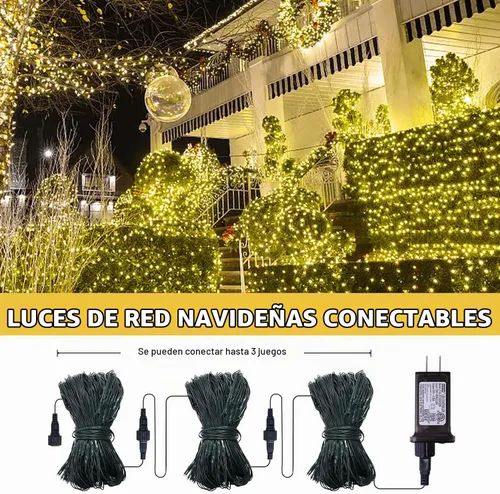 Vista 2 de JMEXSUSS 360 Luces LED de Red de Navidad para Exteriores Impermeables, Conectables de 12 pies x 5 pies, Luces de Red para Exteriores de Malla