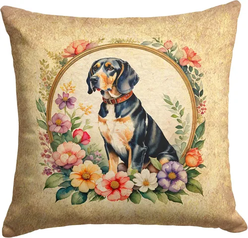 Vista 173 de Caroline's Treasures DAC2072PW1414 Affenpinscher and Flowers - Almohada decorativa de tela, lavable a máquina, para interiores y exteriores
