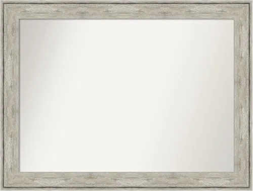 Vista 261 de Amanti Art Espejo de baño plateado para sobre el fregadero, 28 x 37 pulgadas, elegante espejo rectangular de peltre cepillado, marco de madera