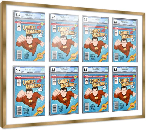 Vista 46 de Poster Palooza Marco de cómics con paspartú para 1 cómic de grado CGC, CBCS o PGX, marco de cómic de bronce para cómic de 8.125 x 13 pulgadas