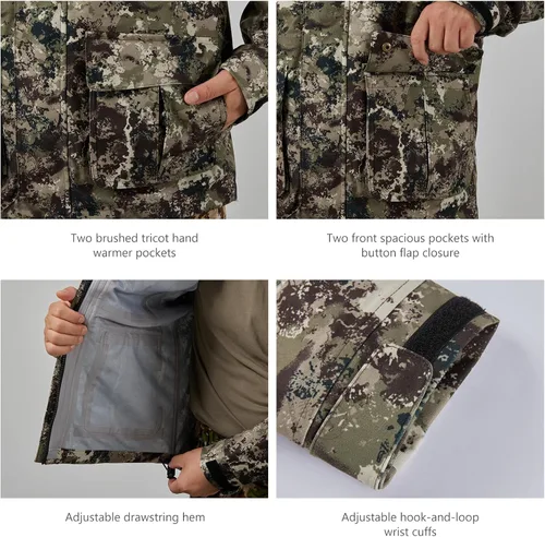 Vista 24 de BASSDASH Walker - Chaquetas transpirables e impermeables para pesca y caza con tela exterior silenciosa para hombres y mujeres en 7 tamaños