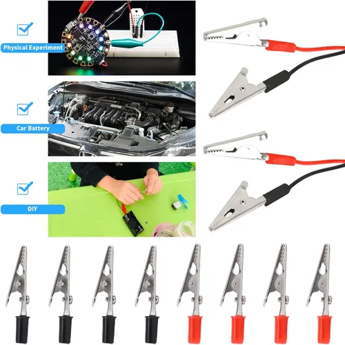Vista 7 de Glarks Kit surtido de abrazaderas de cocodrilo de metal de 2.087 in, kit surtido de abrazaderas de prueba eléctricas de cocodrilo, kit surtido