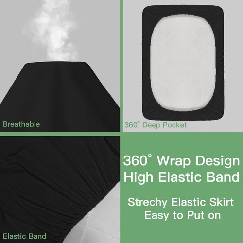 Vista 6 de Sufdari Protector de colchón impermeable tamaño Twin, funda de colchón silenciosa con bolsillo profundo de 18 pulgadas, a prueba de chinches