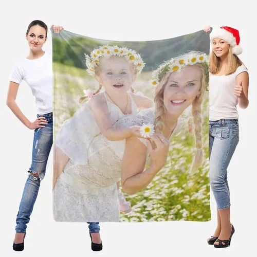 Vista 6 de D-Story Regalos para mamá, regalo para el día de la madre de parte de hija e hijo, manta de franela suave regalo para mamás Navidad, manta de cama