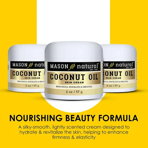 Vista 4 de MASON NATURAL Crema de belleza de aceite de coco, hidratante hidratante con colágeno para una piel suave y firme, 2 onzas, paquete de 3