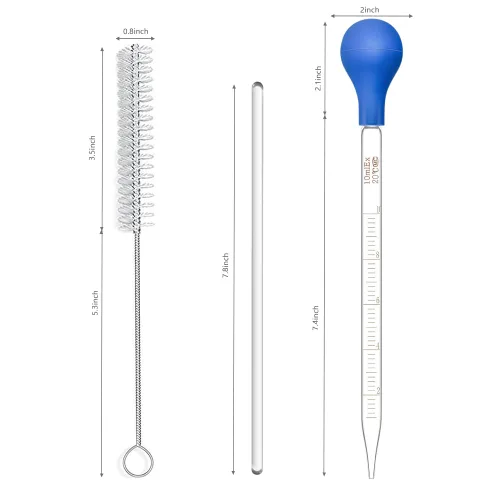 Vista 2 de Pipetas de vidrio con cuentagotas de 0.3 fl oz, pipeta de laboratorio graduada, pipeta líquida (4)