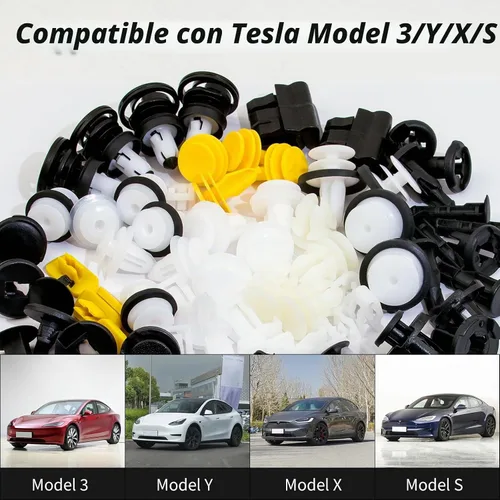 Vista 6 de 70 piezas de clips Tesla, clips de parachoques Tesla, clips de forro de guardabarros Tesla, retenedores de empuje con rivets, 20 tamaños populares