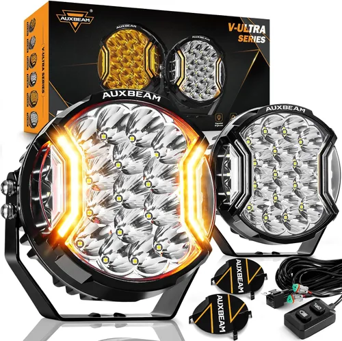Vista 14 de Auxbeam V-Ultra Series - Faros antiniebla ámbar tipo cápsula de 3 pulgadas y 108W, función DRL, 3 modos y cubiertas protectoras, barra de luz