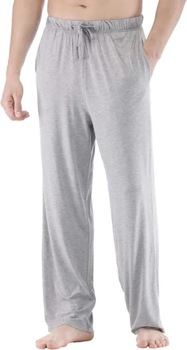 Vista 20 de GYS - Pantalones para dormir de bambú para hombre Negro