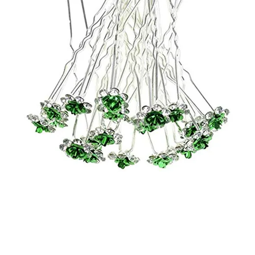 Vista 2 de WOIWO 20 horquillas de cristal para el cabello, diseño afilado en U, de metal, para mujeres y niñas, accesorios de joyería para el cabello