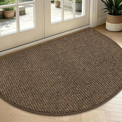 Vista 30 de BEQHAUSE Tapete Atrapa Suciedad para Puerta 17" x 30" Semicírculo Antideslizante Lavable Tapetes de Entrada Alfombras Absorbentes de Bienvenida