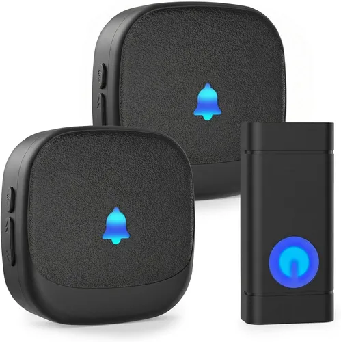 Vista 10 de Timbre inalámbrico para profesores Waterproof Door Bell Button 1000Ft Range 130dB Adjustable Volume 48 Chimes for Home Classroom Office Kids Room