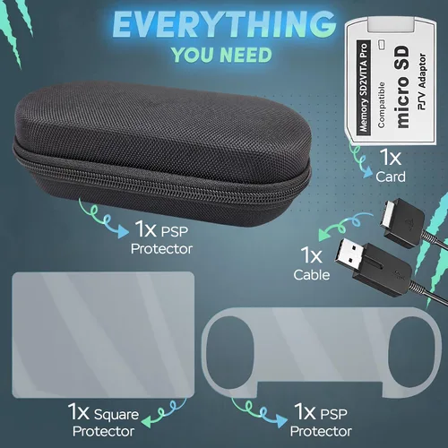Vista 6 de Skywin Four-in-One Kit For PS Vita Case, Protector, Adapter Charger, and Micro SD Memory Card - Compatible with PS Vita Accessories 1000 2000 3.6