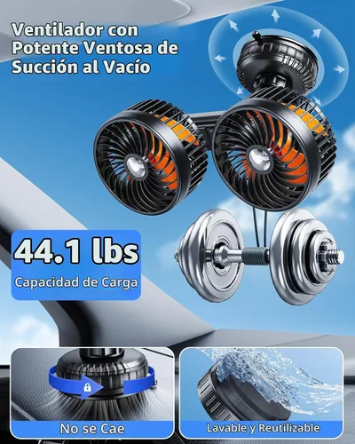 Vista 4 de Ventilador con batería recargable de 4000 mAh para la pared del Naranja
