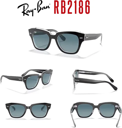 Vista 7 de Ray-Ban State Street RB2186 - Lentes de sol cuadrados para hombre y mujer + paquete con kit de gafas de diseñador iWear