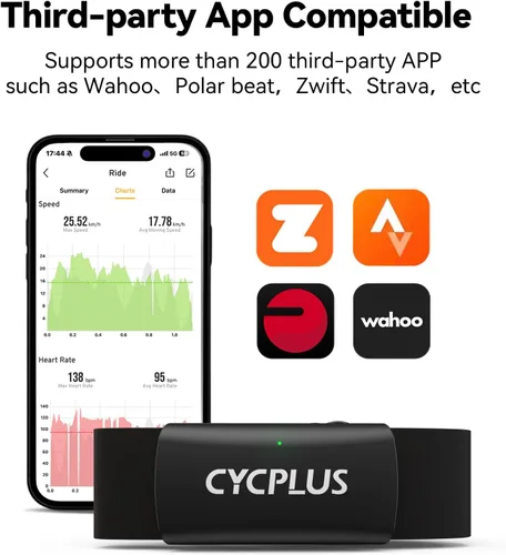 Vista 9 de CYCPLUS - Monitor de frecuencia cardíaca con correa para el pecho H2Pro, sensor de monitorización de frecuencia cardíaca Bluetooth ANT+ con batería
