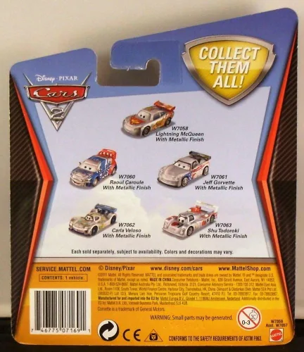 Vista 2 de Disney Pixar Cars 2 Silver Racer Series Francesco Bernoulli con acabado metálico exclusivo