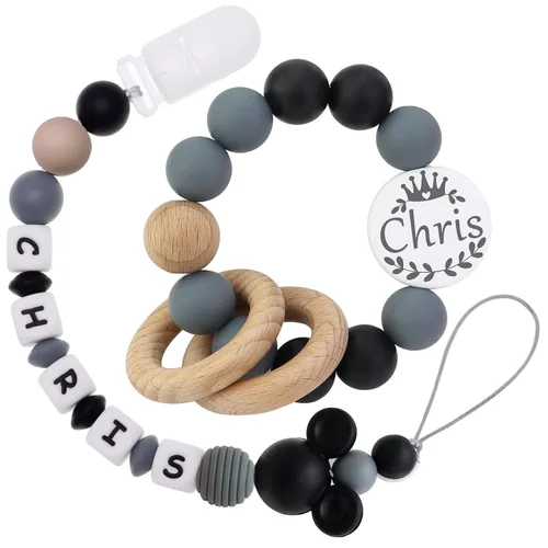 Vista 7 de Clip de silicona para chupete, juegos de soporte para chupete para niños y niñas, adorables clips personalizados para chupete de ratón, se adapta a