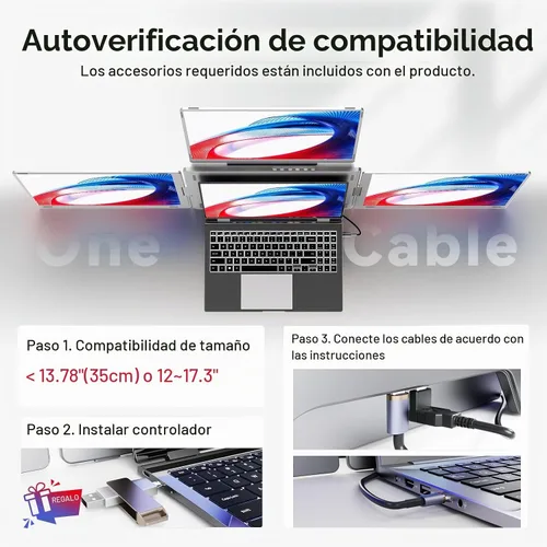 Vista 6 de Ladomi Extensor de pantalla para portátil de 16", extensor de monitor