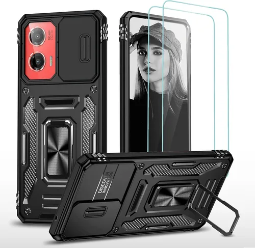 Vista 88 de Jeylly para Moto G Stylus 5G 2021 Funda con [2 Pack] Protector de Pantalla de Vidrio Templado, Protección Grado Militar Anti-Arañazos, Funda A