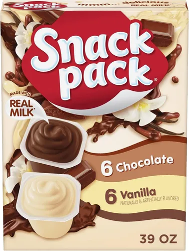 Vista 10 de Snack Pack Paquete familiar de tazas de pudín con sabor a chocolate y vainilla, 12 tazas de pudín