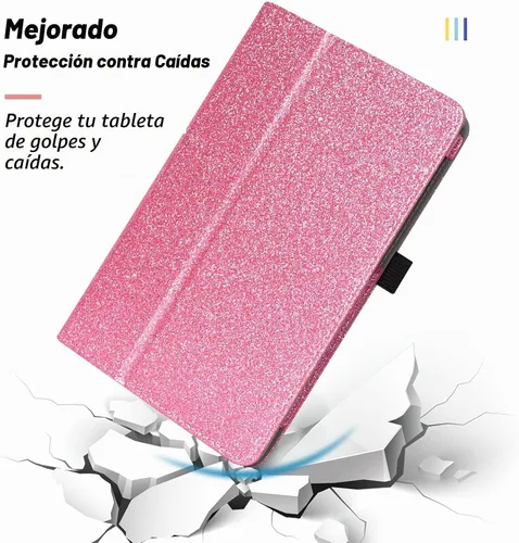Vista 5 de Caweet Funda para TCL Tab 8 LE 9137W/WiFi 9132X/SE 6048E/Plus 9138S, rosa brillante Rosa (Glitter Pink)