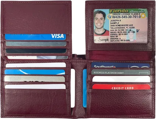 Vista 9 de Bullz RFID bloqueo de señal de protección contra robo de cuero grande grueso de seguridad para hombre cartera, Negro