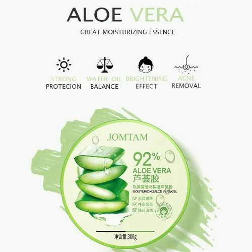 Vista 3 de Aloe Vera 92% Gel Hidratante Extracto Natural Nutre La Limpieza Nutre Suaviza La Glicerina Aceite Equilibrio Esencia Elimina el Acné 10.58 oz