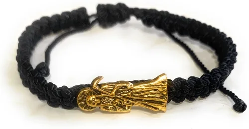 Vista 4 de LONTCS Pulsera Santa Muerte Negro y Dorado para Niño, Oro
