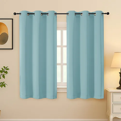 Vista 99 de Simplebrand Juego de 2 paneles de cenefa aguamarina para ventana de cocina de 14 pulgadas de largo, cortinas de oscurecimiento de habitación