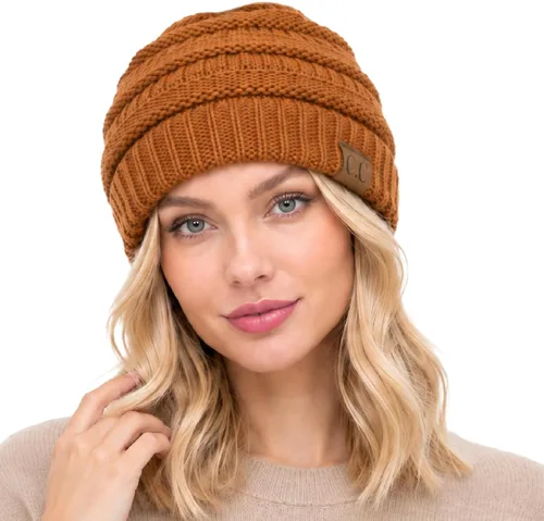 Vista 48 de C.C Exclusives Gorro de Punto de Cable - Gorros Gruesos, Suaves y Cálidos de Punto Grueso Chenille Teniente Mel Gris