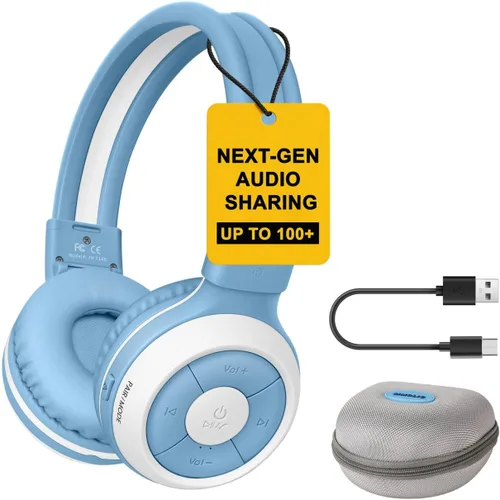 Vista 15 de SIMOLIO Auriculares inalámbricos para niñas, Bluetooth plegables para niños, con micrófono y volumen limitado, auriculares estéreo sobre la oreja