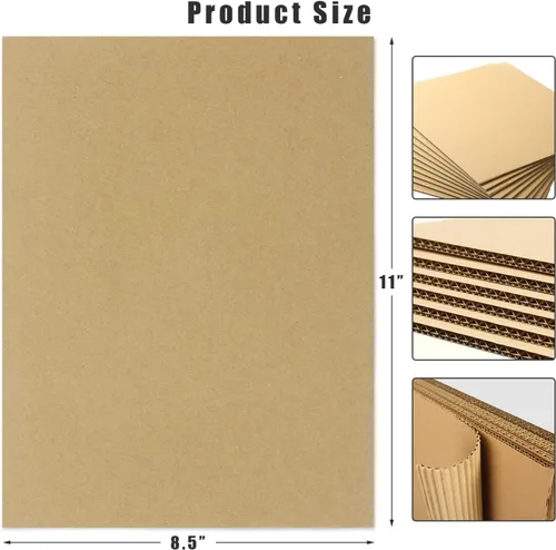 Vista 3 de Bercoor Hojas de cartón corrugado, hojas de cartón planas de 8.5 x 11 pulgadas para manualidades, cuadrados de cartón grueso para embalaje, envío