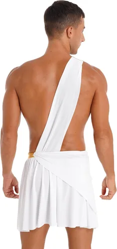 Vista 5 de Conjunto de lencería griega antigua para hombre, disfraz de caballero guerrero, traje de fiesta de cosplay de Roma, minifaldas doradas