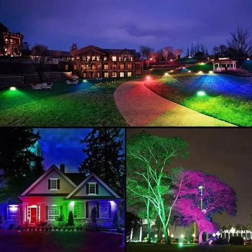 Vista 9 de Paquete de 12 luces RGB de paisaje, 10 W que cambian de color RGB luces de paisaje de bajo voltaje, luces LED de paisaje para fiestas, exteriores