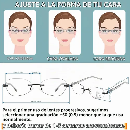 Vista 5 de Multifocus Gafas de lectura para mujer, progresivas, multifocales, sin marco, sin línea, lector bifocal, luz azul, diseño de computadora, lentes
