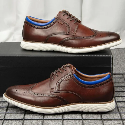 Vista 4 de Meijiana Zapatos Oxford para hombre - Zapatos de negocios casuales ligeros de moda