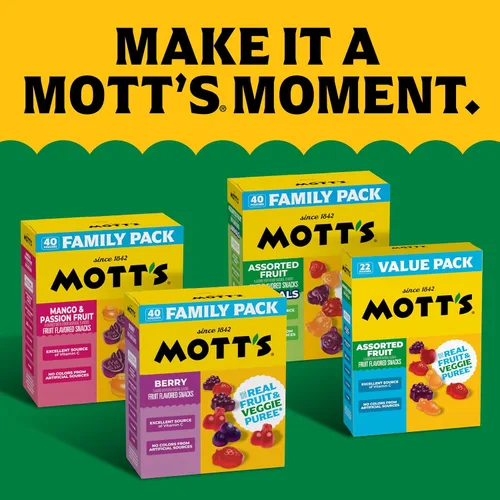 Vista 8 de Aperitivos Mott's con sabor a frutas, surtido de golosinas, 0.8 onzas, 40