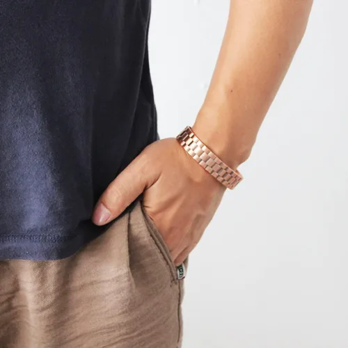 Vista 3 de Pulsera de cobre para hombre, pulsera magnética de cobre puro con 6 potentes imanes, regalo para padre, huaband o novio en aniversario, cumpleaños