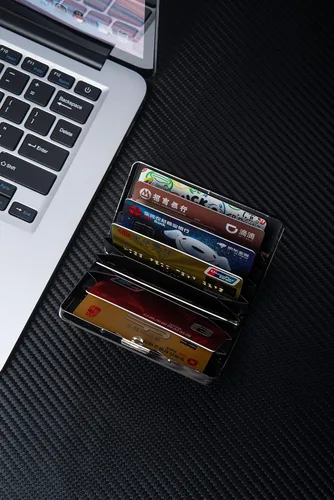 Vista 6 de RFID Metal Bloqueo Titular de la Tarjeta de CréditoCartera de ViajeFunda Protectora para 5 Tarjetas de Crédito