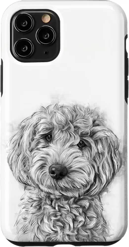 Vista 28 de iPhone 12/12 Pro Golden Doodle Retrato lindo perro ilustración caso de regalo