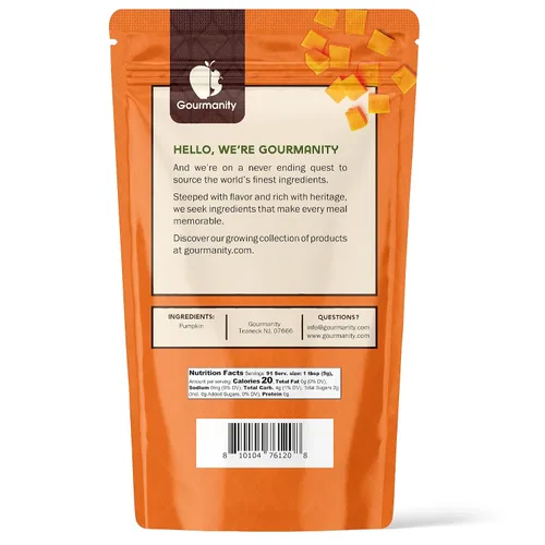 Vista 8 de Gourmanity Polvo de calabaza india orgánica perfecto para cocinar y hornear, alto en fibra, ideal para añadir a la comida de tu gato o perro, bolsa